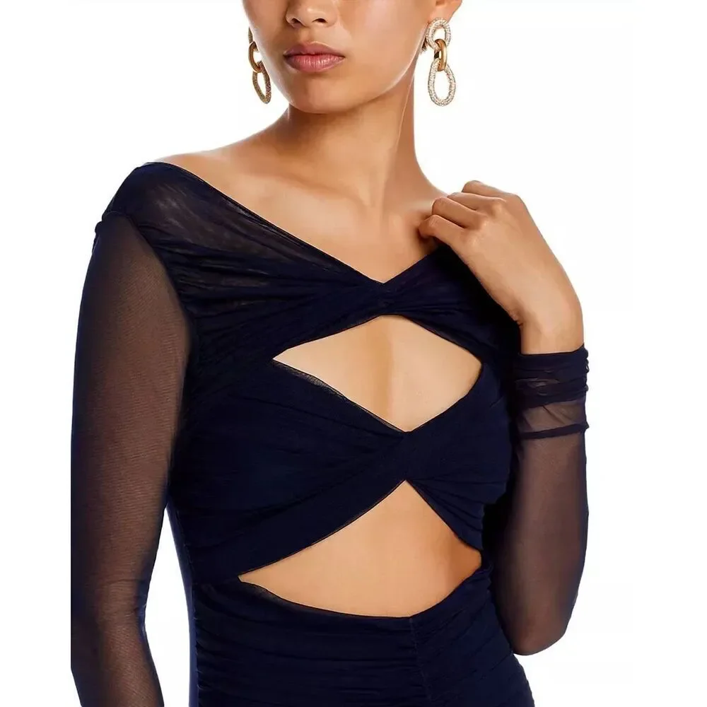Chiara Boni La Petite Robe Leitha Mesh Cut-Out Midi-Dress Size 8 $750